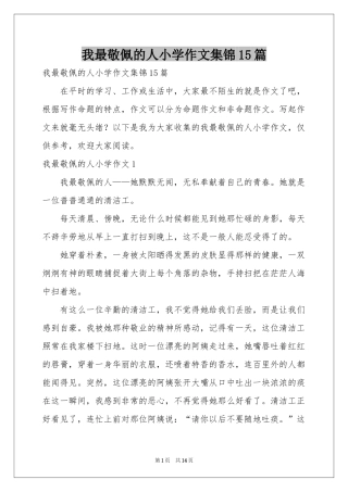 我最敬佩的人小学作文集锦15篇