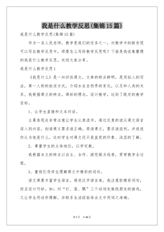 我是什么教学反思(集锦15篇)