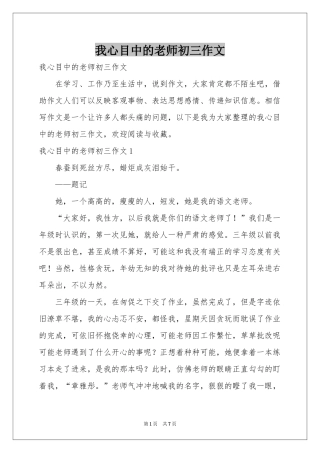 我心目中的老师初三作文