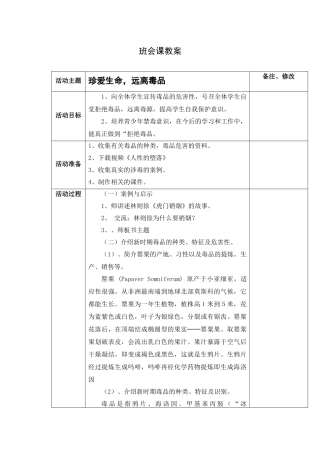 班会课教案禁毒