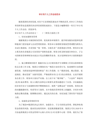 审计局个人工作总结范本
