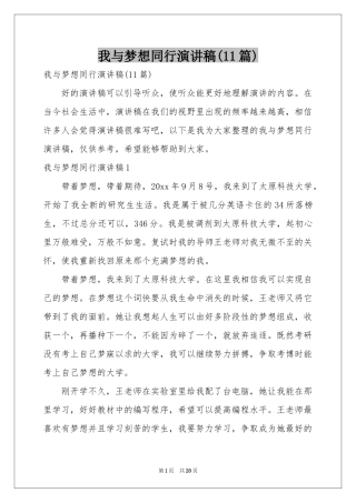 我与梦想同行演讲稿(11篇)