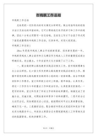 市残联工作参考总结