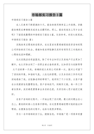 市场部实习报告3篇