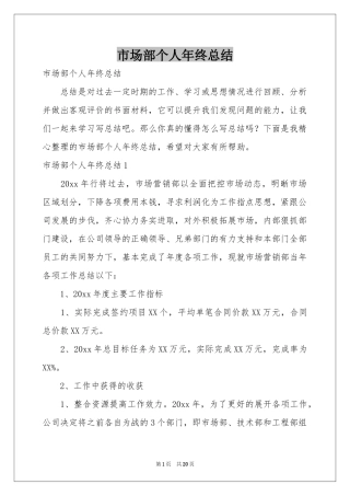 市场部个人年终参考总结