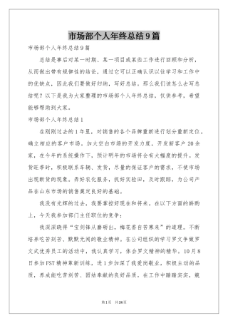 市场部个人年终参考总结9篇