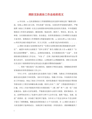 消防支队政治工作总结的范文