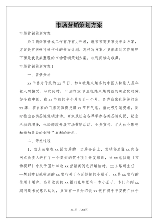 市场营销策划方案