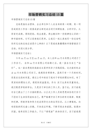 市场营销实习参考总结15篇