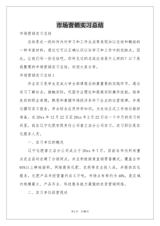 市场营销实习参考总结