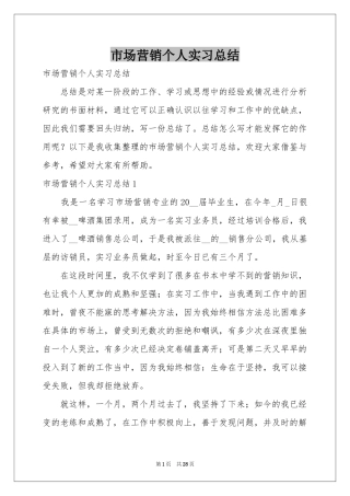 市场营销个人实习参考总结