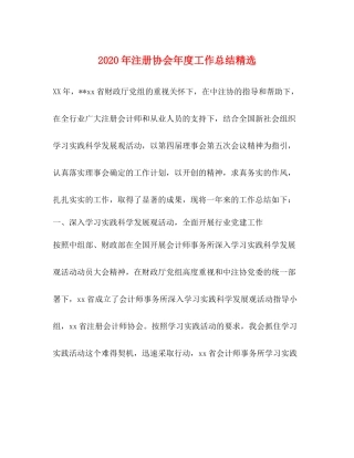 2020年注册协会年度工作总结精选