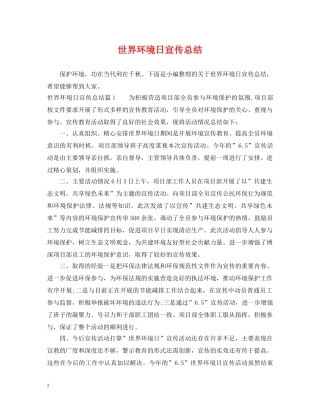 世界环境日宣传总结 