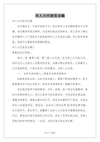 市人大代表发言稿