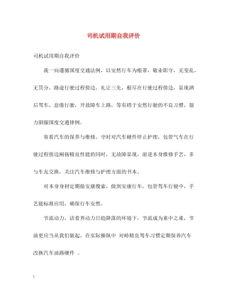 司机试用期自我评价