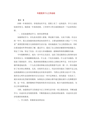 2020年度党员个人工作总结2