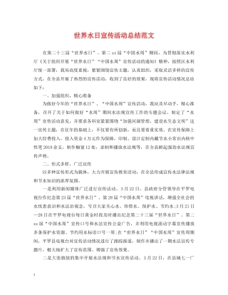 世界水日宣传活动总结范文 