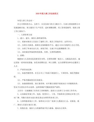 2020年度人事工作总结范文