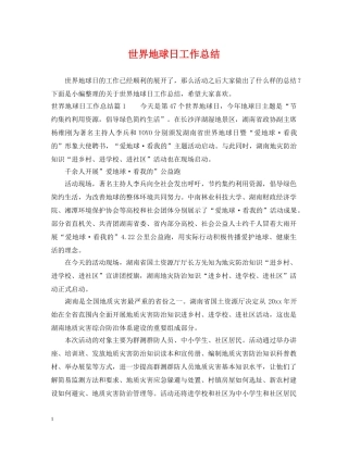 世界地球日工作总结 