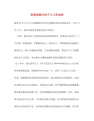 信息处副主任个人工作总结