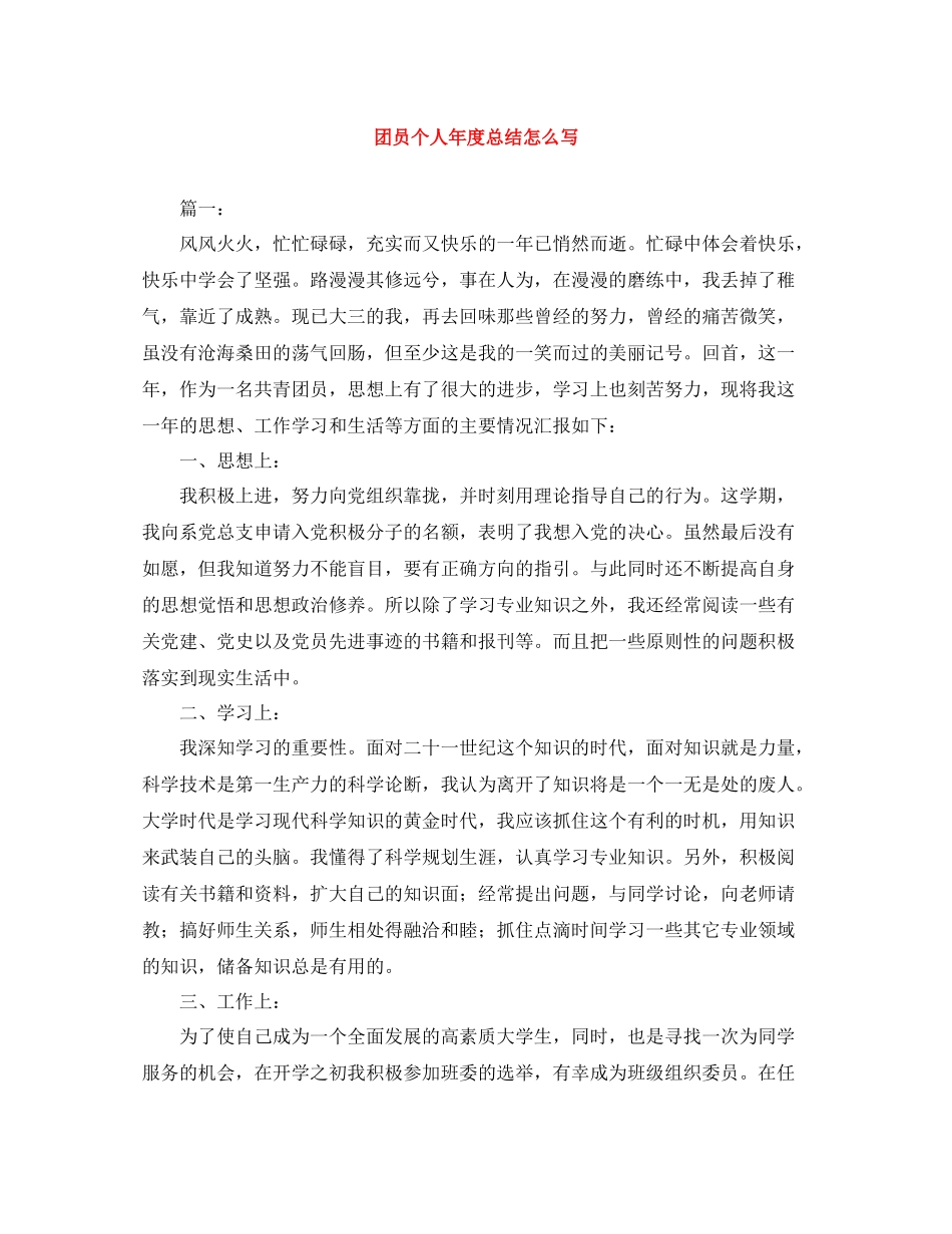团员个人年度总结怎么写_第1页