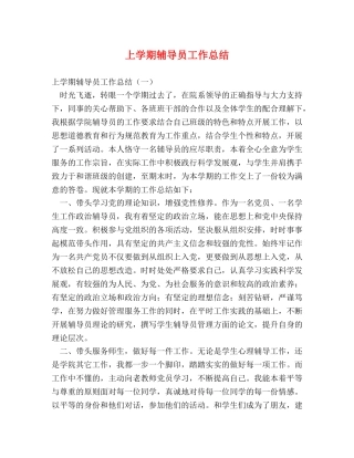 上学期辅导员工作总结 