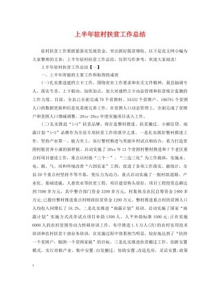 上半年驻村扶贫工作总结 