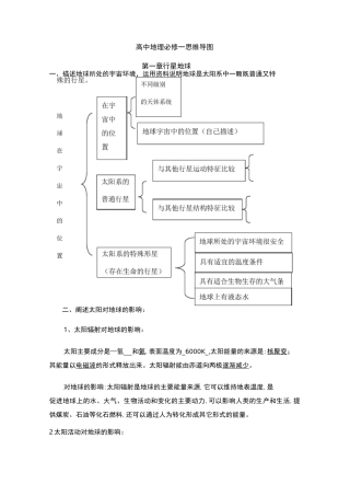 高中地理必修一思维导图