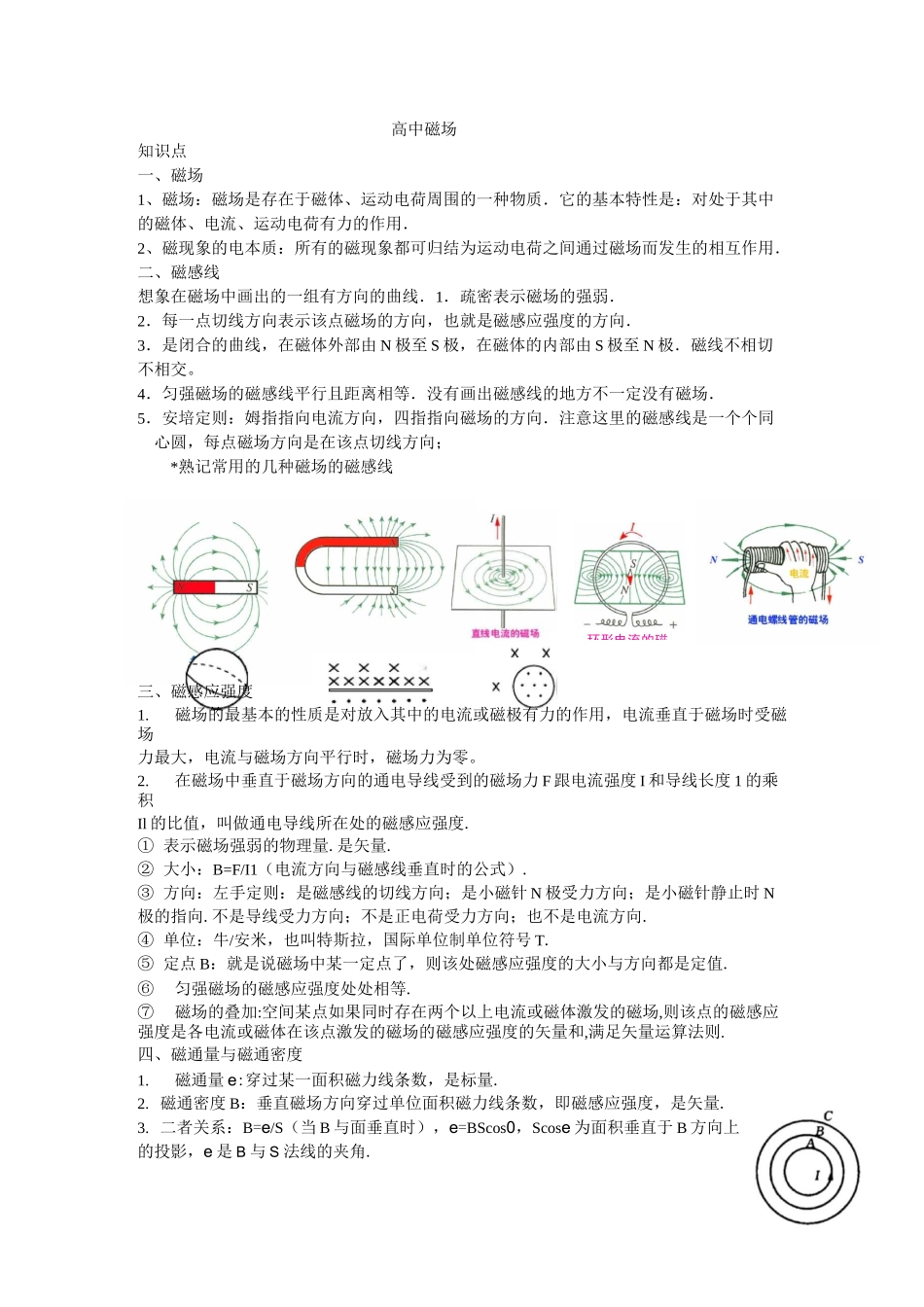 高中磁场知识点+试题_第1页