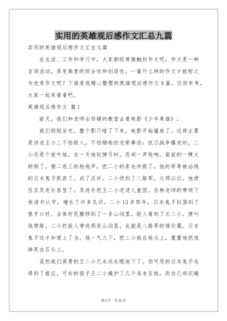 实用的英雄观后感作文汇总九篇