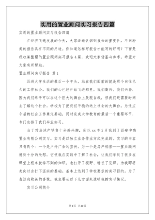 实用的置业顾问实习报告四篇