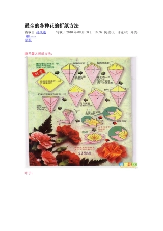 最全的各种花的折纸方法
