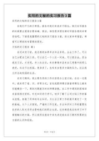 实用的文秘的实习报告3篇