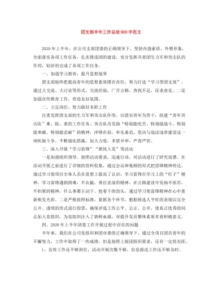 团支部半年工作总结900字范文