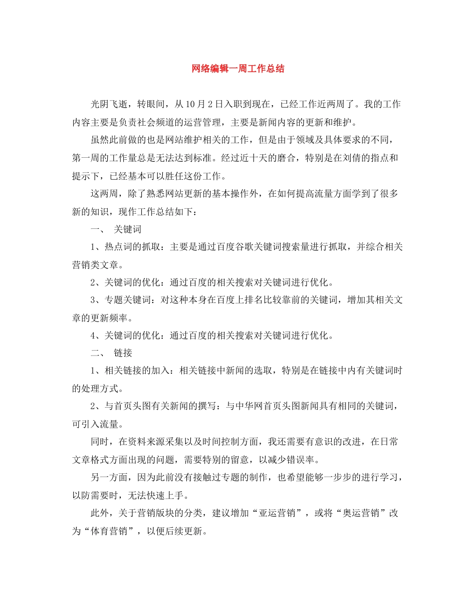 网络编辑一周工作总结_第1页