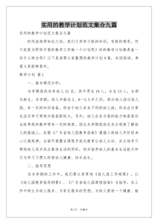 实用的教学参考计划范本集合九篇