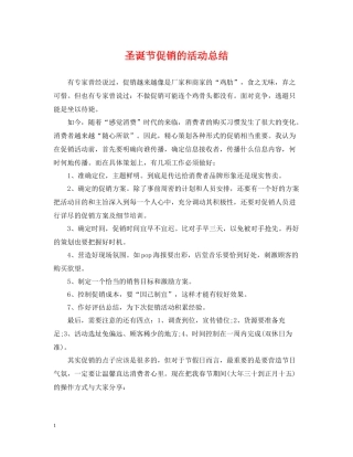 圣诞节促销的活动总结