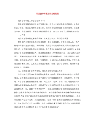 税务会计年度工作总结范例