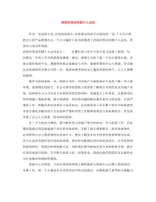 招商经理试用期个人总结