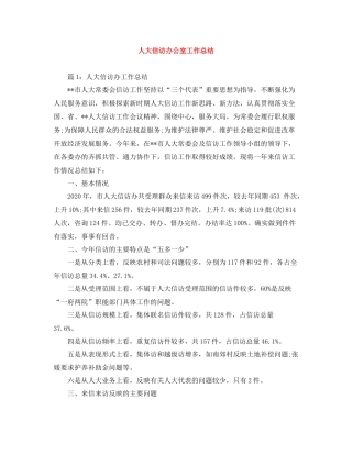 人大信访办公室工作总结