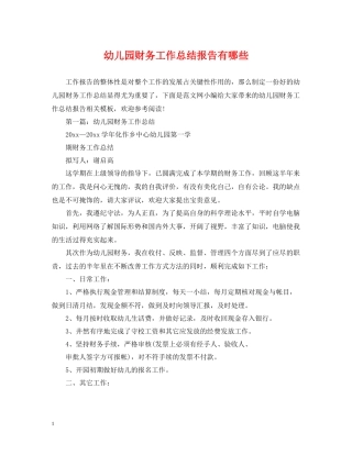 幼儿园财务工作总结报告有哪些
