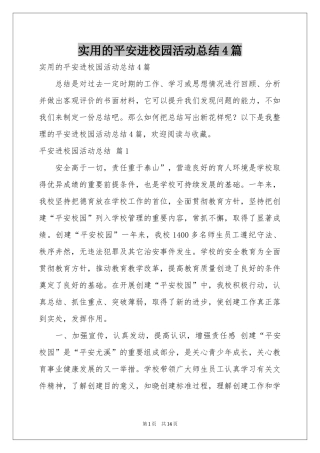 实用的平安进校园活动参考总结4篇