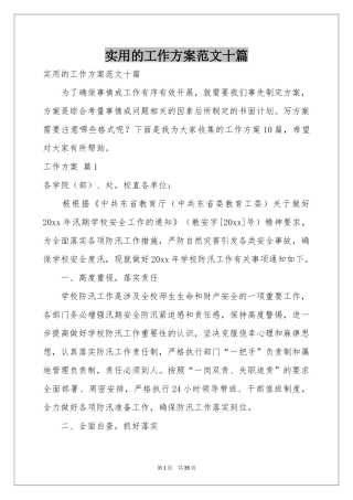 实用的工作方案范本十篇