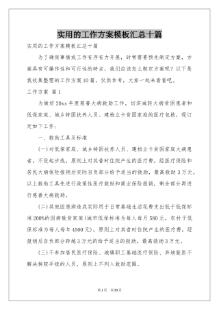 实用的工作方案模板汇总十篇