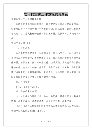 实用的宣传工作方案锦集8篇