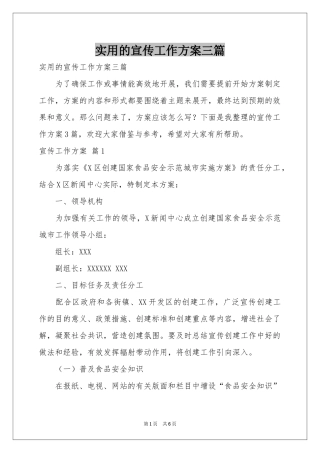 实用的宣传工作方案三篇