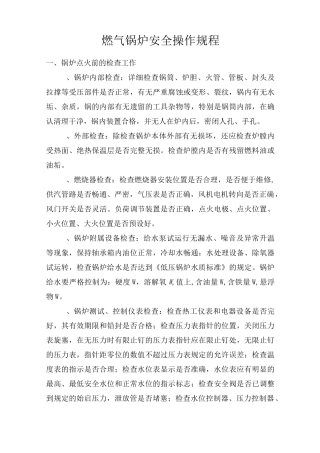 燃气锅炉安全操作规程(15吨炉)