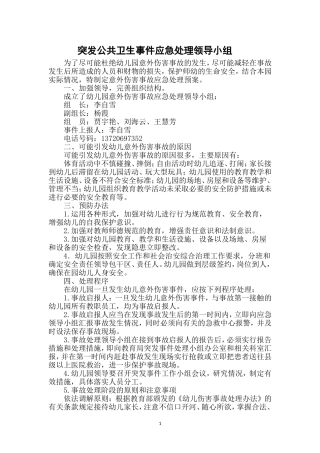 突发公共卫生事件应急处理领导小组
