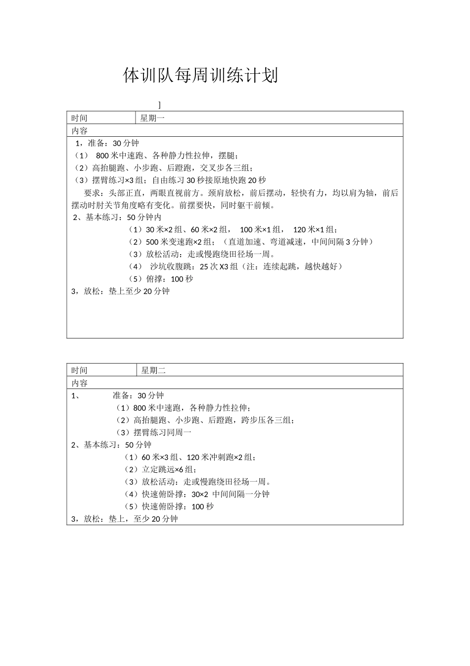 体考队周训练计划_第1页