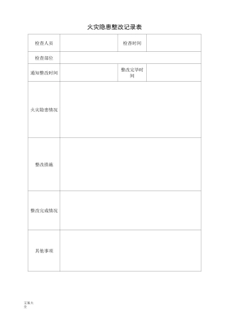 火灾隐患整改记录簿本